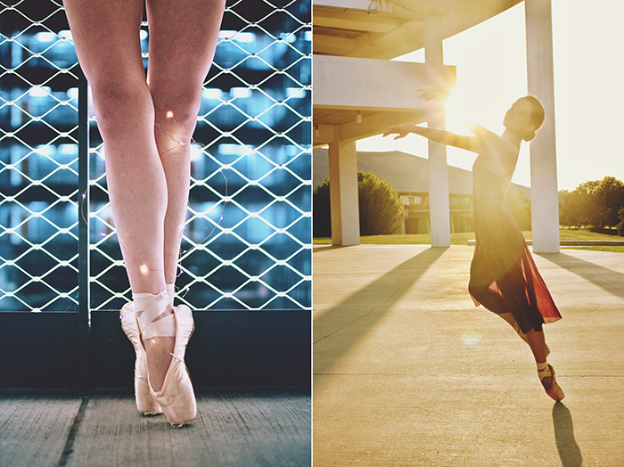 芭蕾舞女演员的舞蹈摄影双画